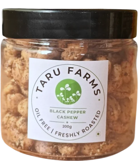 Taru Farms Black Pepper Cashews jar